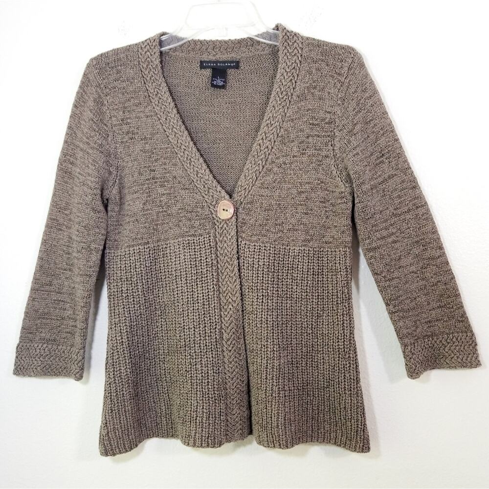 Elena Solano greyish brown button cardigan sweater